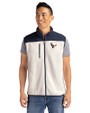 Houston Texans - Cutter & Buck Cascade Epic Comfort Recycled Sherpa Fleece Mens Full Zip Vest Shell/Navy Blue Front