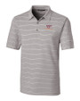 Virginia Tech Hokies Cutter & Buck Forge Epic Confidence Recycled Heathered Stripe Stretch Mens Polo Polished Medium Gray Mannequin