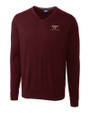 Virginia Tech Hokies Cutter & Buck Lakemont Tri-Blend Mens V-Neck Pullover Sweater Bordeaux Mannequin