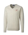Virginia Tech Hokies Cutter & Buck Lakemont Tri-Blend Mens V-Neck Pullover Sweater Oatmeal Heather Mannequin