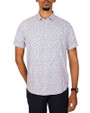 Cutter & Buck Windward Mineral Print Mens Short Sleeve Shirt White/Indigo Front