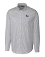 Pitt Panthers Cutter & Buck Stretch Oxford Stripe Mens Long Sleeve Dress Shirt Charcoal Mannequin
