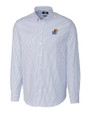 Kansas Jayhawks Cutter & Buck Stretch Oxford Stripe Mens Big and Tall Long Sleeve Dress Shirt French Blue Mannequin