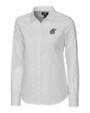 Kansas Jayhawks Cutter & Buck Stretch Oxford Womens Long Sleeve Dress Shirt White Mannequin
