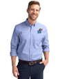 Kansas Jayhawks Cutter & Buck Stretch Oxford Mens Long Sleeve Dress Shirt French Blue Front