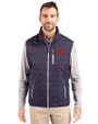 Dayton Flyers Cutter & Buck Rainier PrimaLoft® Mens Big and Tall Eco Insulated Full Zip Puffer Vest Dark Navy/Silver Front