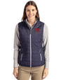 Dayton Flyers Cutter & Buck Rainier PrimaLoft® Womens Eco Insulated Full Zip Puffer Vest Dark Navy/Silver Front