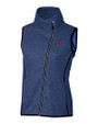 Dayton Flyers Cutter & Buck Mainsail Sweater Knit Womens Asymmetrical Vest Tour Blue Heather Mannequin