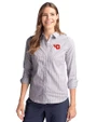 Dayton Flyers Cutter & Buck Stretch Oxford Stripe Womens Long Sleeve Dress Shirt Charcoal Front