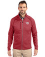 Dayton Flyers Cutter & Buck Mainsail Sweater-Knit Mens Full Zip Jacket Cardinal Red Heather Front