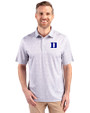 Duke Blue Devils Cutter & Buck Pike Constellation Print Stretch Mens Polo Polished Medium Gray Front