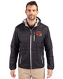 Cleveland Browns Helmet Cutter & Buck Rainier Primaloft Eco Mens Full Zip Hooded Jacket Black Front
