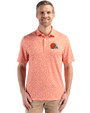 Cleveland Browns Cutter & Buck Pike Eco Flora Print Recycled Mens Polo College Orange Front