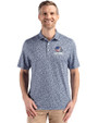 Cleveland Browns Americana Cutter & Buck Pike Eco Flora Print Recycled Mens Polo Navy Blue Front