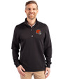 Cleveland Browns Helmet Cutter & Buck Traverse Stretch Eco Quarter Zip Mens Big and Tall Pullover Black Front