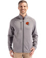 Cleveland Browns Helmet Cutter & Buck Peshastin Fleece Recycled Mens Full Zip Jacket Elemental Grey Heather Front