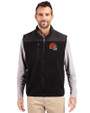 Cleveland Browns Helmet Cutter & Buck Cascade Eco Sherpa Mens Big and Tall Fleece Vest Black Front