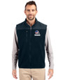 Cleveland Browns Americana Cutter & Buck Cascade Eco Sherpa Mens Big and Tall Fleece Vest Navy Blue Front