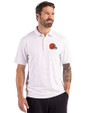 Cleveland Browns Cutter & Buck Forge Epic Confidence Fine Line Stripe Stretch Recycled Mens Polo White/Polished Front