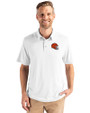 Cleveland Browns Helmet Cutter & Buck Coastline Epic Comfort Recycled Mens Polo White Front