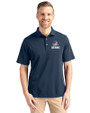 Cleveland Browns Americana Cutter & Buck Virtue Eco Pique Recycled Mens Polo Navy Blue Front