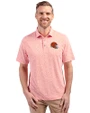 Cleveland Browns Helmet Cutter & Buck Virtue Eco Pique Botanical Print Recycled Mens Polo College Orange Front