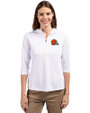 Cleveland Browns Cutter & Buck Virtue Eco Pique Recycled Half Zip Pullover Womens Hoodie White Front