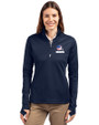 Cleveland Browns Americana Cutter & Buck Traverse Recycled Smooth Stretch Womens Quarter Zip Pullover Liberty Navy Front