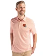 Cleveland Browns Helmet Cutter & Buck Pike Eco Symmetry Print Stretch Recycled Mens Polo White/College Orange Front