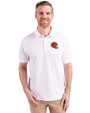 Cleveland Browns Helmet Cutter & Buck Advantage Eco Tri-Blend Pique Mens Polo White Front