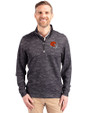 Cleveland Browns Helmet Cutter & Buck Traverse Stretch Eco Camo Print Quarter Zip Mens Pullover Black Front