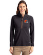 Cleveland Browns Cutter & Buck Adapt Eco Knit Stretch Recycled Womens Half Zip Pullover Black/Orange Front