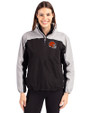 Cleveland Browns Helmet Cutter & Buck Charter Eco Recycled Womens Anorak Jacket Black/Polished Front