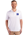 Duke Blue Devils Cutter & Buck Prospect Eco Textured Stretch Recycled Mens Short Sleeve Polo White Front