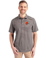 Cleveland Browns Cutter & Buck Virtue Eco Pique Stripe Recycled Mens Polo Black Front