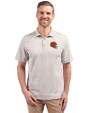 Cleveland Browns Helmet Cutter & Buck Virtue Eco Pique Stripe Recycled Mens Polo Polished Medium Gray Front