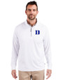 Duke Blue Devils Cutter & Buck Adapt Eco Knit Stretch Recycled Mens Quarter Zip Pullover White Front