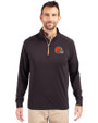 Cleveland Browns Cutter & Buck Adapt Eco Knit Stretch Recycled Mens Quarter Zip Pullover Black/Orange Front
