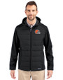 Cleveland Browns Cutter & Buck Evoke Recycled Honeycomb Fleece Mens Hybrid Full Zip Jacket Black Front