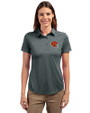 Cleveland Browns Helmet Cutter & Buck Prospect Eco Textured Stretch Recycled Womens Short Sleeve Polo Elemental Grey Front
