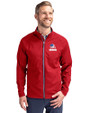 Cleveland Browns Americana Cutter & Buck Adapt Recycled Soft Knit Stretch Mens Hybrid Full Zip Jacket Red Front