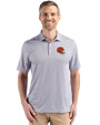 Cleveland Browns Helmet Cutter & Buck Pike Eco Diamond Dot Print Recycled Mens Polo Black Front