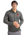 Cleveland Browns Helmet Cutter & Buck Advantage Eco Tri-Blend Pique Mens Big and Tall Long Sleeve Polo Elemental Grey Front