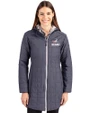 Cleveland Browns Americana Cutter & Buck Rainier PrimaLoft®  Womens Eco Insulated Hooded Long Coat Anthracite Melange Front