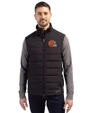 Cleveland Browns Cutter & Buck Evoke Hybrid Softshell Recycled Mens Full Zip Vest Black Front