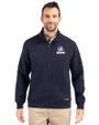 Cleveland Browns Americana Cutter & Buck Roam Recycled Buttery-Soft Knit Mens Big & Tall Full Zip Jacket Navy Blue Front