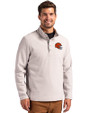 Cleveland Browns Helmet Cutter & Buck Hunts Point Eco Textured Fleece Recycled Mens Snap Pullover Polished Medium Gray Front
