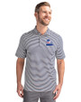 Cleveland Browns Americana Cutter & Buck Virtue Recycled Stripe Featherlight Pique Mens Big & Tall Polo Navy Blue Front