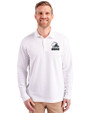 Cleveland Browns Mono Cutter & Buck Advantage Eco Tri-Blend Pique Mens Long Sleeve Polo White Front