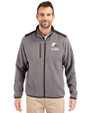 Cleveland Browns Monochromatic Cutter & Buck Cascade Epic Comfort Recycled Sherpa Fleece Mens Full Zip Jacket Elemental Grey/Black Front
